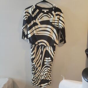 Boston Proper Blurred Lines Ruched Dress Black Beige Size 2